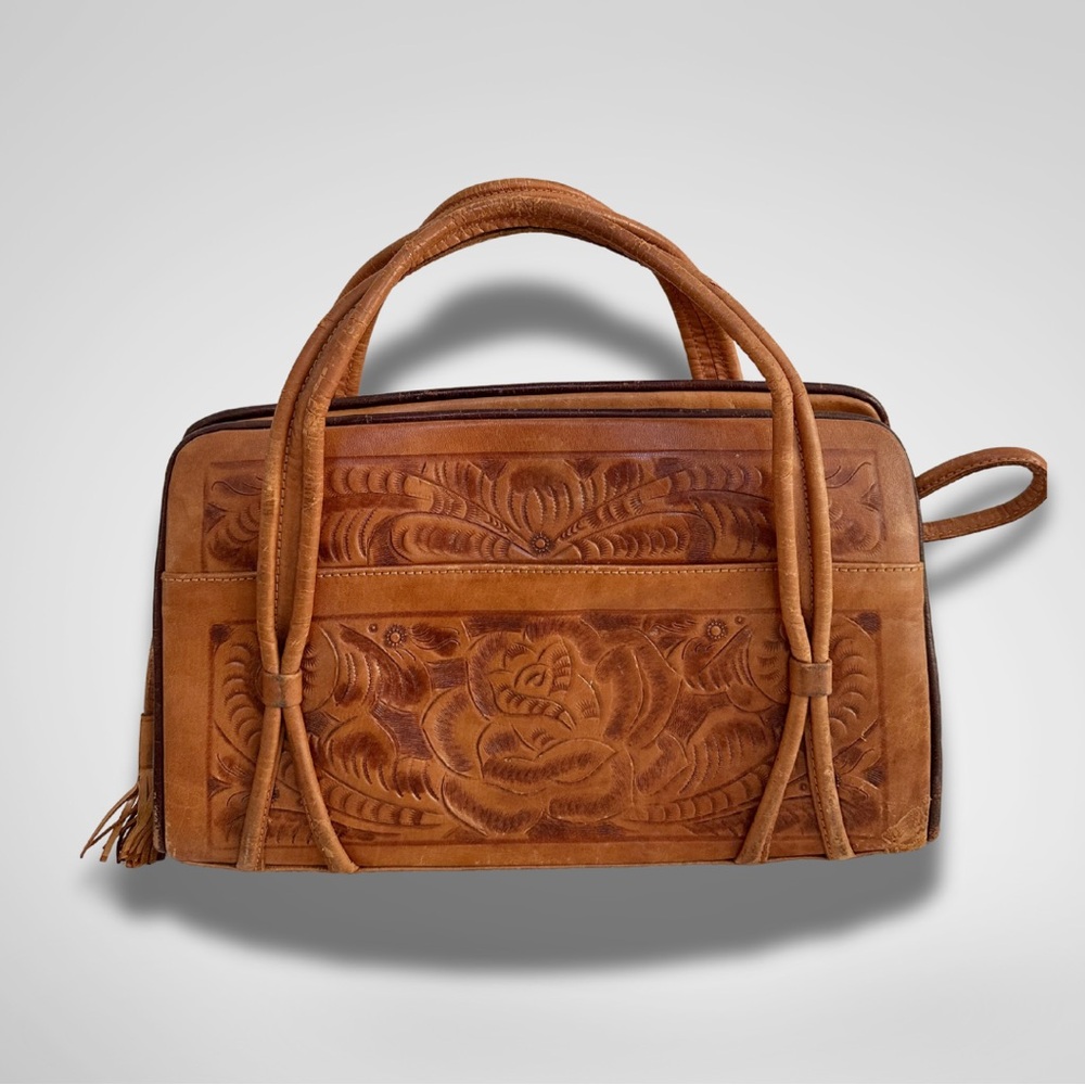 Vintage 60s Gaitan Mexican Hand Tooled Leather Bag